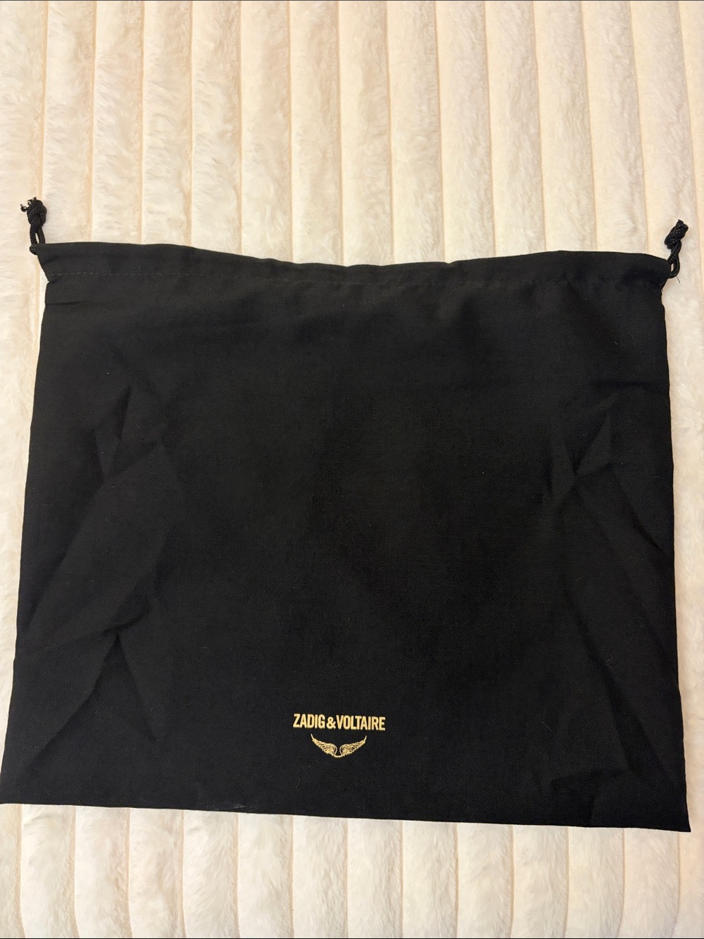 Zadig & Voltaire Black Drawstring Dust Pouch with Gold Logo
